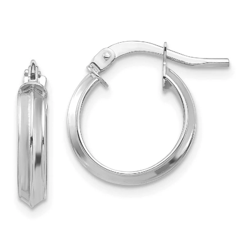 Best hoop earrings with hammered gold for a rustic yet elegant look-Curata 14k White Gold Polished 3mm Hoop Earrings