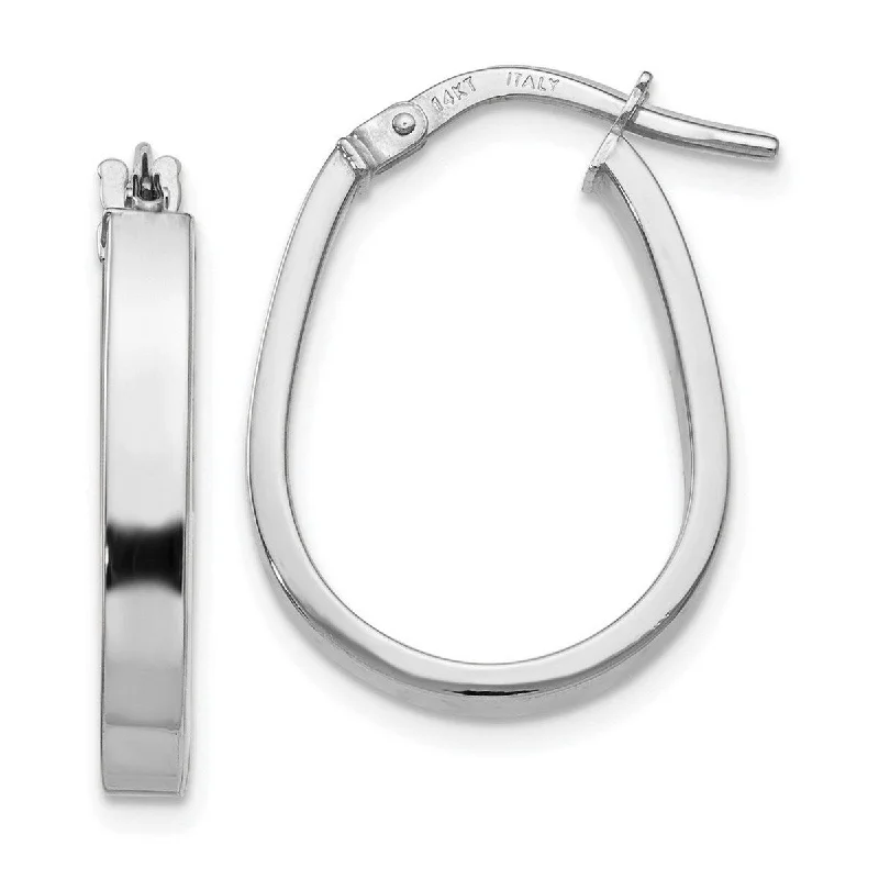 Best hoop earrings with snake-inspired designs for an edgy and fierce vibe-Curata 14k White Gold Polished U-shape Hinged 3x21mm Hoop Earrings