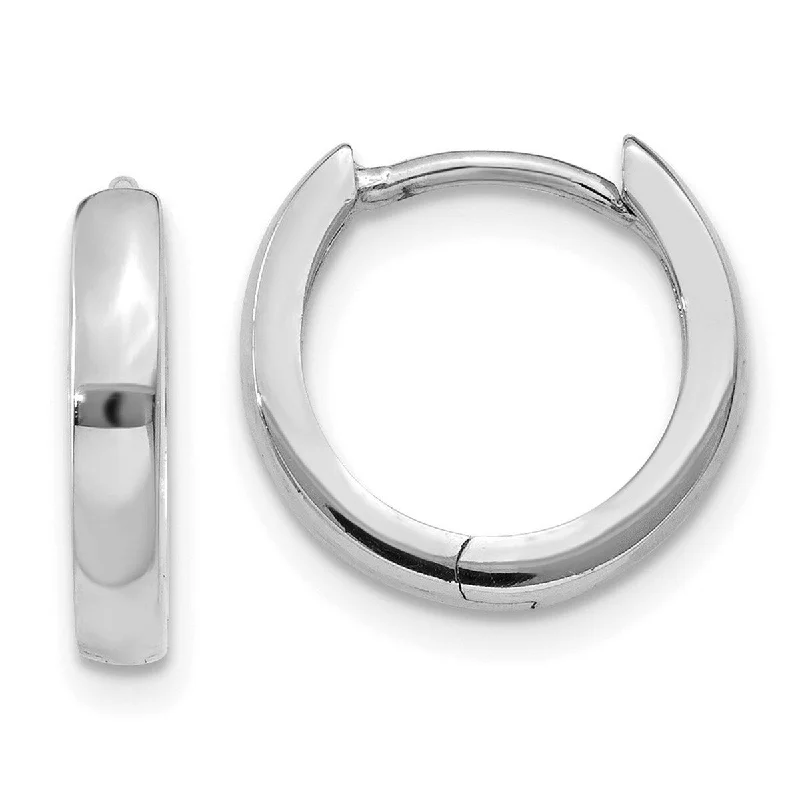 Hoop earrings with spiral designs for a dynamic and fluid look-Curata 14k White Gold Solid Polished Hinged 9x2mm Huggies Hoop Earrings