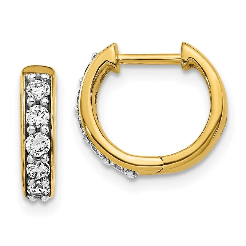 Hoop earrings with a matte finish for a sleek and sophisticated appearance-Curata 14k Yellow Gold Diamond Hoop Earrings Measures 11x12mm Wide 2mm Thick