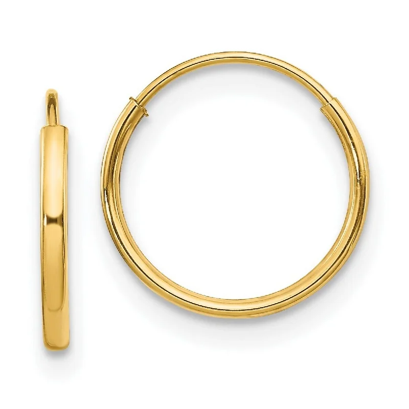 Best hoop earrings with snake chain details for a sleek and modern touch-Curata 14k Yellow Gold Polished 12mm Endless Hoop Earrings