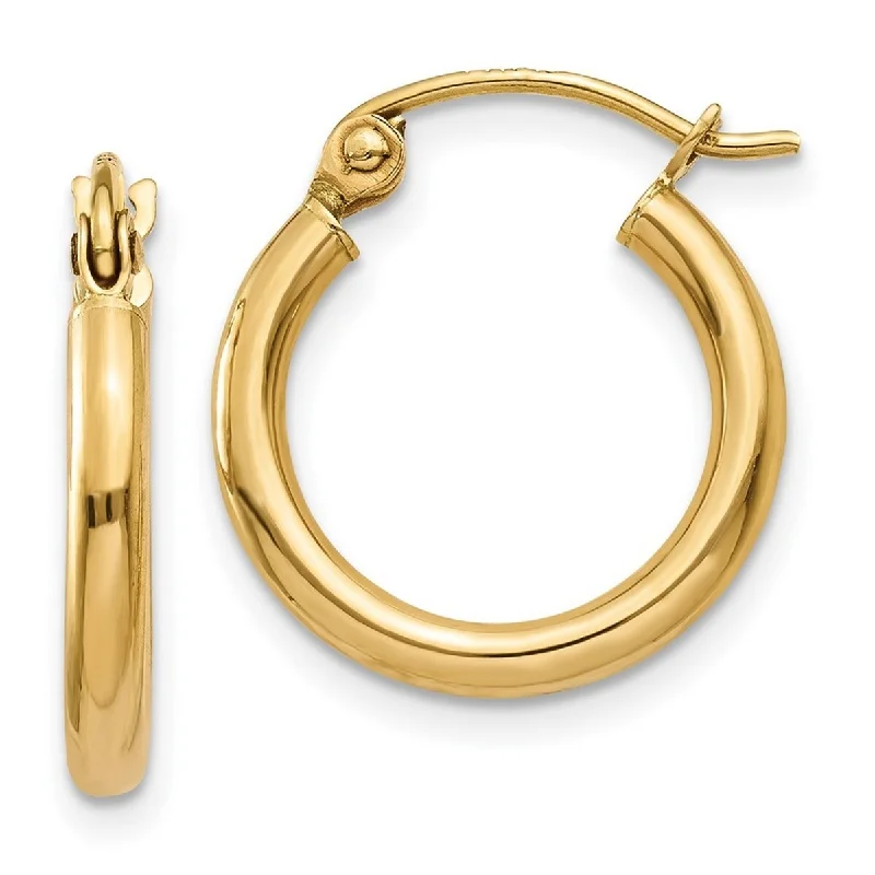 Best hoop earrings with asymmetrical designs for a fashion-forward, avant-garde look-Curata 14k Yellow Gold Polished 2x15mm Round Classic Hoop Earrings