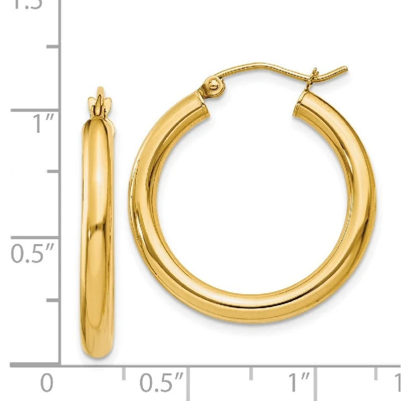 Hoop earrings with abstract wirework for an artistic, unique look-Curata 14k Yellow Gold Polished 3x25mm Light Tube Hoop Earrings