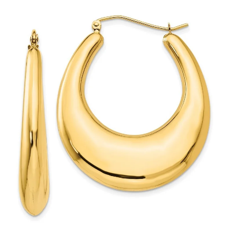 Hoop earrings with a matte finish for a sleek and sophisticated appearance-Curata 14k Yellow Gold Polished Hoop Earrings - 22x7mm