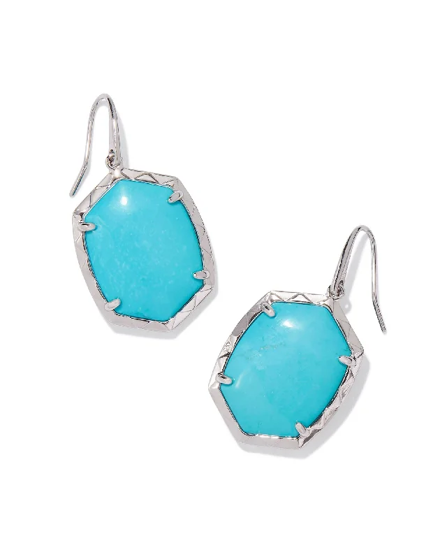 Hoop earrings with polished metal for a shiny and high-quality finish-Daphne Drop Earring Rhodium Variegated Turquoise