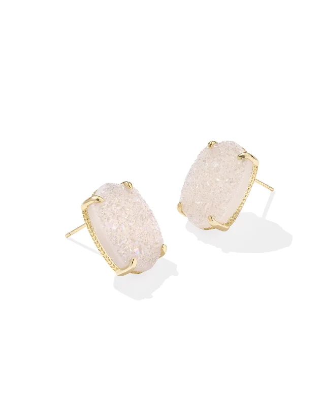 Best hoop earrings with custom designs for a personalized, unique accessory-Daphne Large Stud Earring in Gold Iridescent Drusy