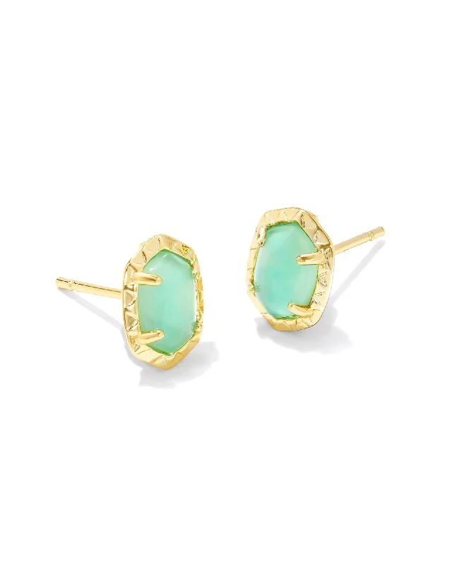 Hoop earrings with removable pendants for a versatile and customizable accessory-Daphne Stud Earring in Gold Light Green MOP