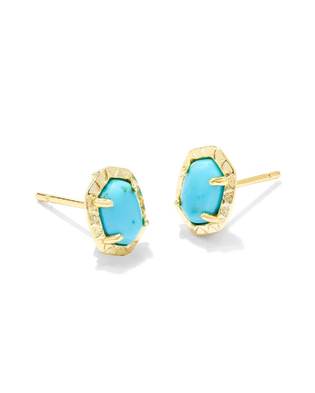 Best hoop earrings with vintage-style detailing for a nostalgic and timeless look-Daphne Stud Earring in Gold Variegated Turquoise