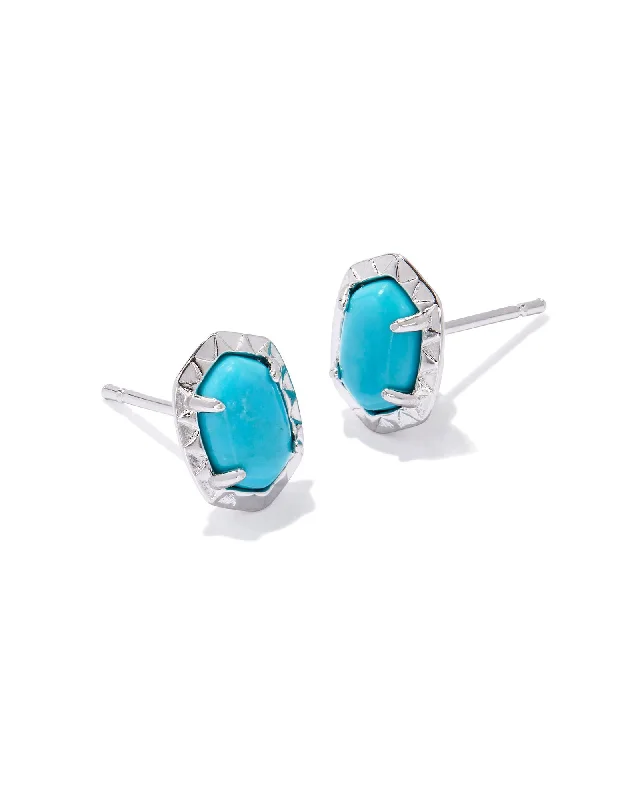 Best hoop earrings with blackened metal for an edgy and bold appearance-Daphne Stud Earring in Rhodium Variegated Turquoise