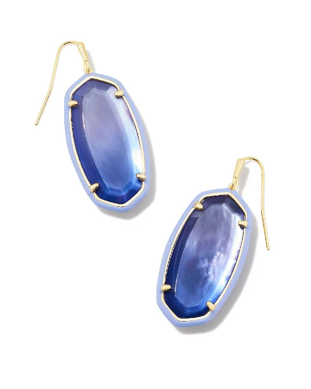 Best hoop earrings with matching bracelets for a coordinated jewelry set-Elle Enamel Framed Drop Earring in Gold Dark Lavender Ombre Illusion