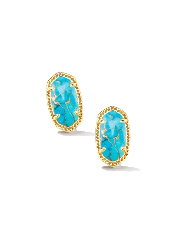 Hoop earrings with diamond-cut surfaces for added sparkle and shine-Ellie Earring in Gold Bronze Veined Turquoise