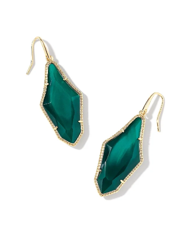 Best hoop earrings with vintage coins for a retro, antique-inspired style-Evelyn Drop Earring in Gold Dark Green Mother of Pearl