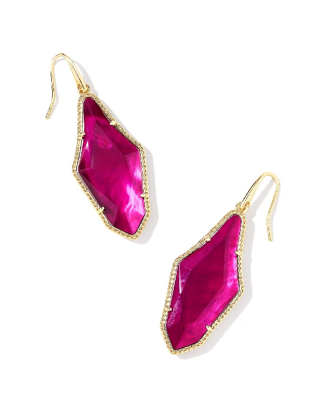 Best hoop earrings with matching bracelets for a coordinated jewelry set-Evelyn Drop Earring in Gold Dark Magenta Illusion