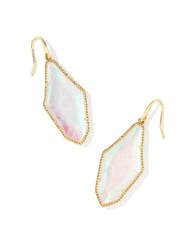 Best hoop earrings with hammered gold for a rustic yet elegant look-Evelyn Drop Earring in Gold Rock Crystal Dichroic