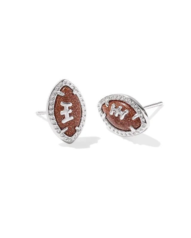 Best hoop earrings with matching bracelets for a coordinated jewelry set-Football Stud Earring in Silver