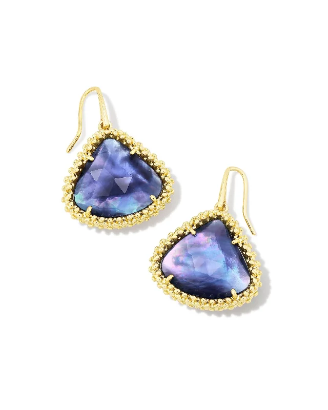 Hoop earrings with faceted crystals for added sparkle and shine-Framed Kendall Large Drop Earring in Gold Dark Lavender Illusion