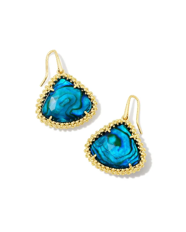 Best hoop earrings with detachable studs for a versatile and adjustable accessory-Framed Kendall Large Drop Earring in Gold Teal Abalone