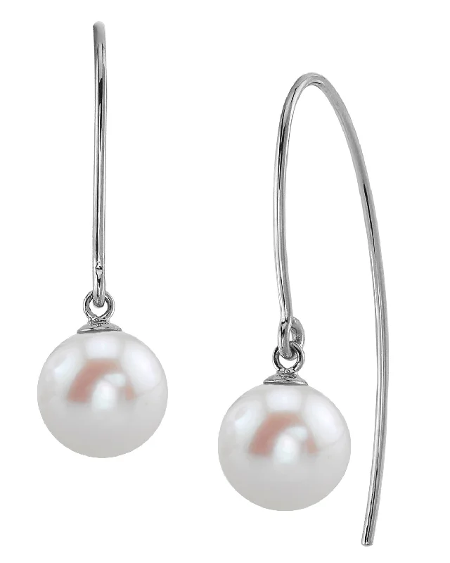 Hoop earrings with textured gold for a refined and sophisticated aesthetic-Freshwater Pearl Capital Dangle Earrings