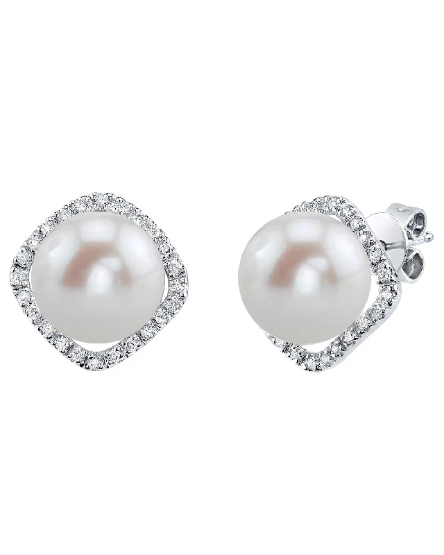 Best hoop earrings with custom engravings for a personalized and meaningful gift-Freshwater Pearl & Diamond Ella Earrings