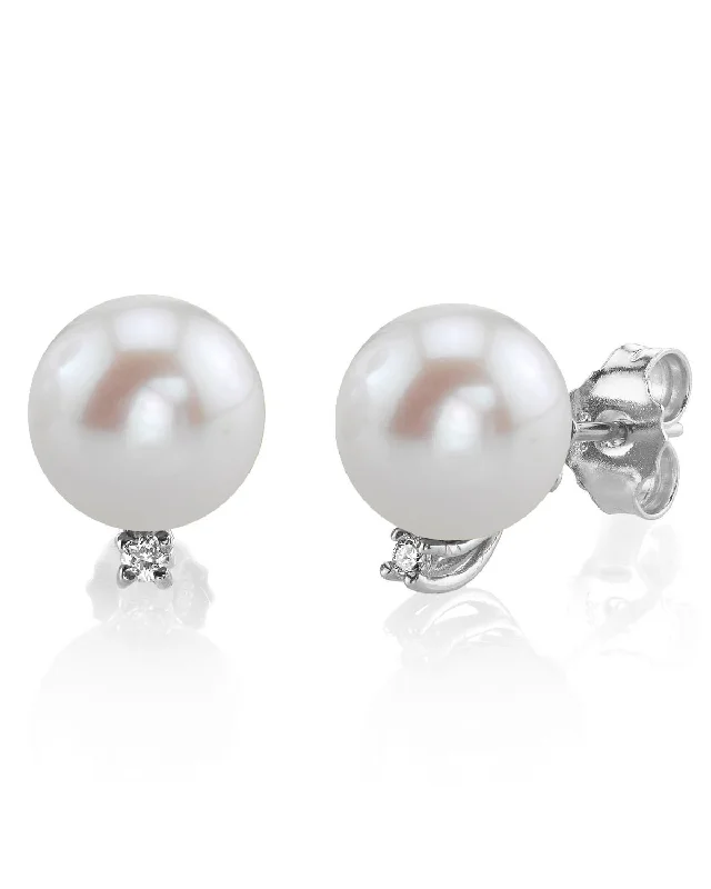 Hoop earrings with rhinestone-studded rims for a glamorous touch-Freshwater Pearl & Diamond Sasha Earrings