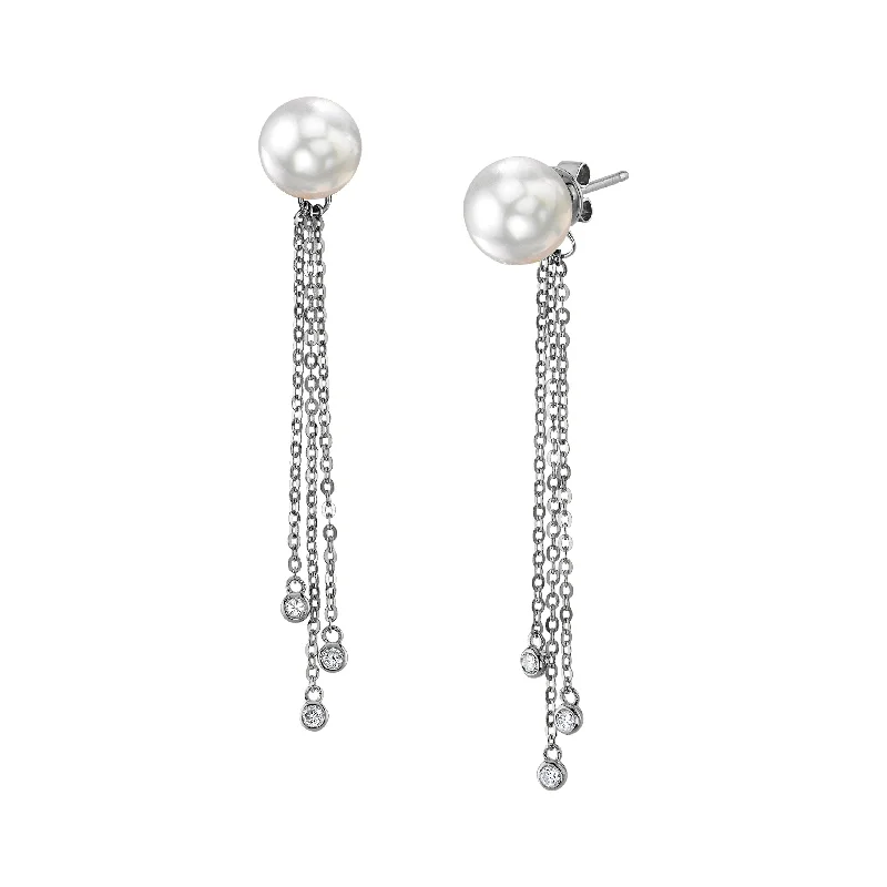 Hoop earrings with multi-tone finishes for a colorful and layered effect-Freshwater Pearl Diamond Tear Earrings