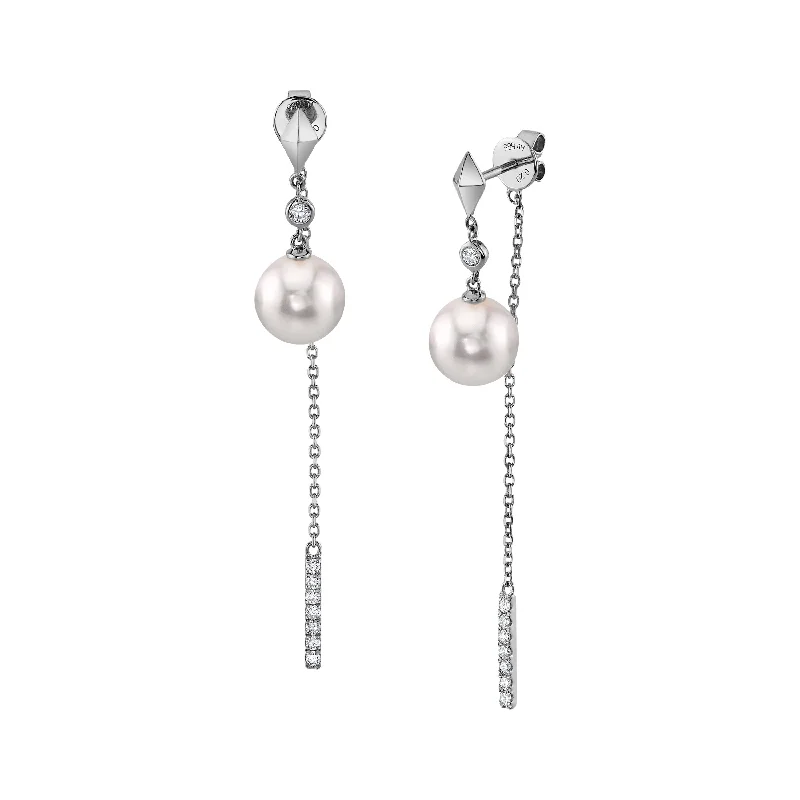 Hoop earrings with stacked layers for a bold and textured design-Freshwater Pearl & Diamond Celebrity Earrings