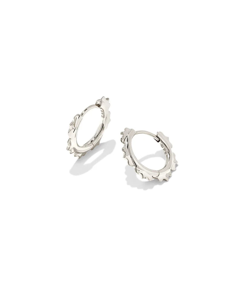 Best hoop earrings with vintage-style detailing for a nostalgic and timeless look-Genevieve Huggie Earring in Rhodium Metal