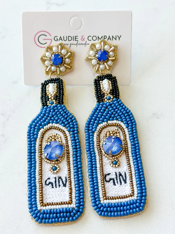 Hoop earrings with twisted leather for a chic and modern boho look-Gin Seed Bead Earrings