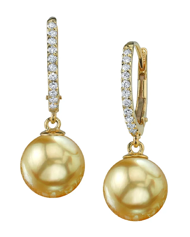 Hoop earrings with dangling charms for a playful and fun look-Golden South Sea Pearl & Diamond Metropolis Dangle Earrings