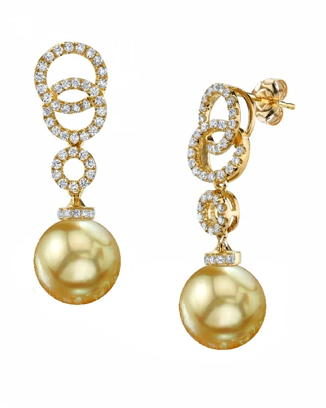 Best hoop earrings with asymmetrical designs for a fashion-forward, avant-garde look-Golden South Sea Pearl & Diamond Stardom Dangle Earrings