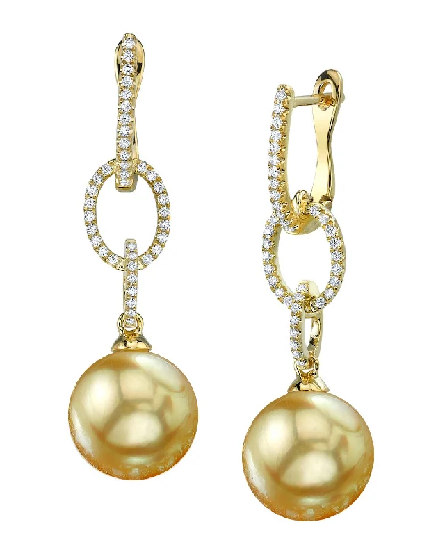 Best hoop earrings with infinity designs for a timeless and meaningful symbol-Golden South Sea Pearl & Diamond Cosmopolitan Dangle Earrings