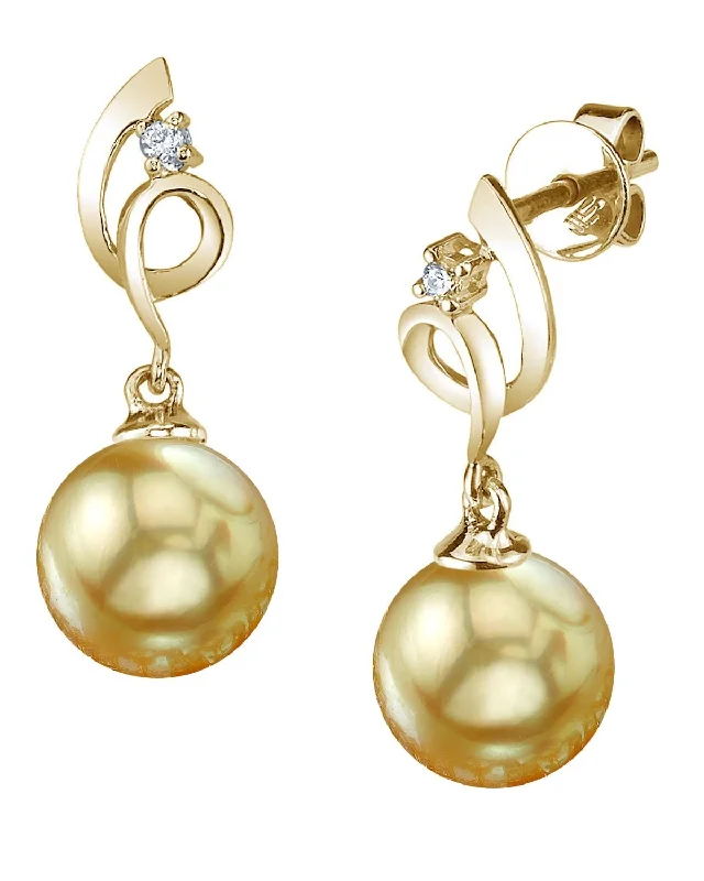 Best hoop earrings with snake chain details for a sleek and modern touch-Golden South Sea Pearl & Diamond Pirouette Earrings