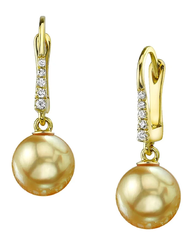 Best hoop earrings with vintage coins for a retro, antique-inspired style-Golden South Sea Pearl & Diamond Equinox Dangle Earrings