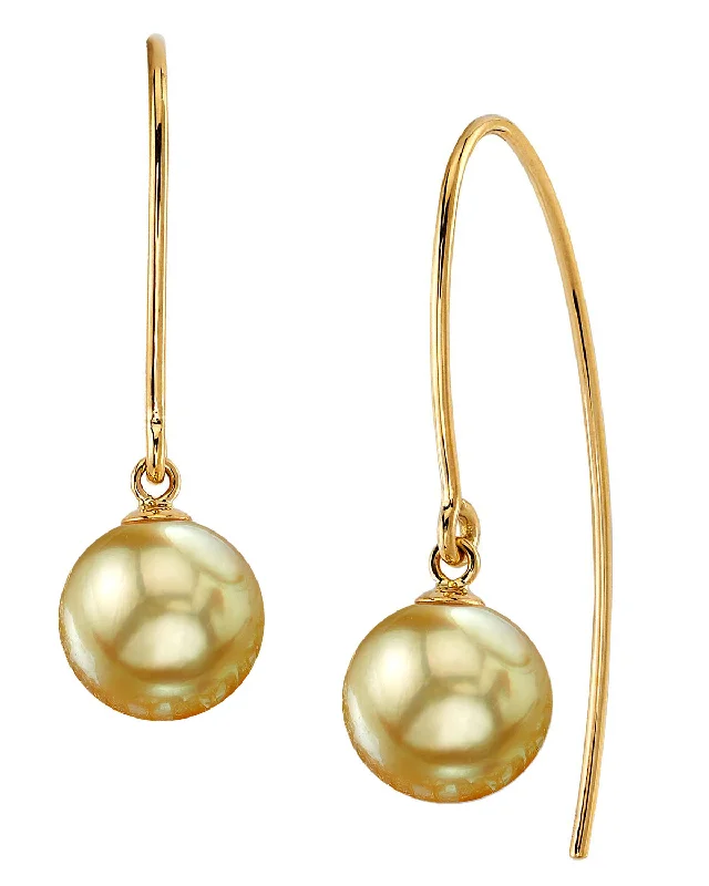 Hoop earrings with intricate designs for a unique and artistic appearance-Golden South Sea Pearl Capital Dangle Earrings