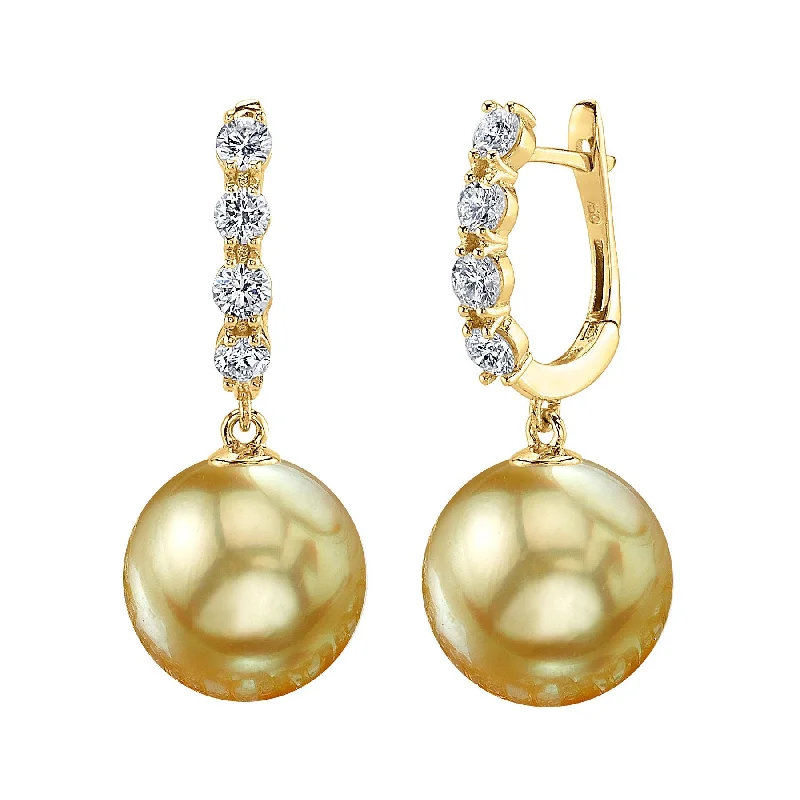 Hoop earrings with polished silver finish for a shiny, modern appeal-Golden South Sea Pearl & Diamond Artemis Earrings