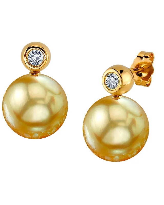 Best hoop earrings with marbled designs for a trendy and artistic effect-Golden South Sea Pearl & Diamond Honor Earrings