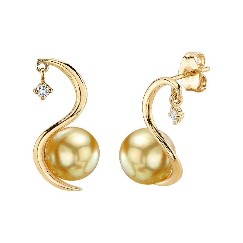 Best hoop earrings with baroque pearls for a luxurious and elegant vibe-Golden South Sea Pearl & Diamond Nile Earrings