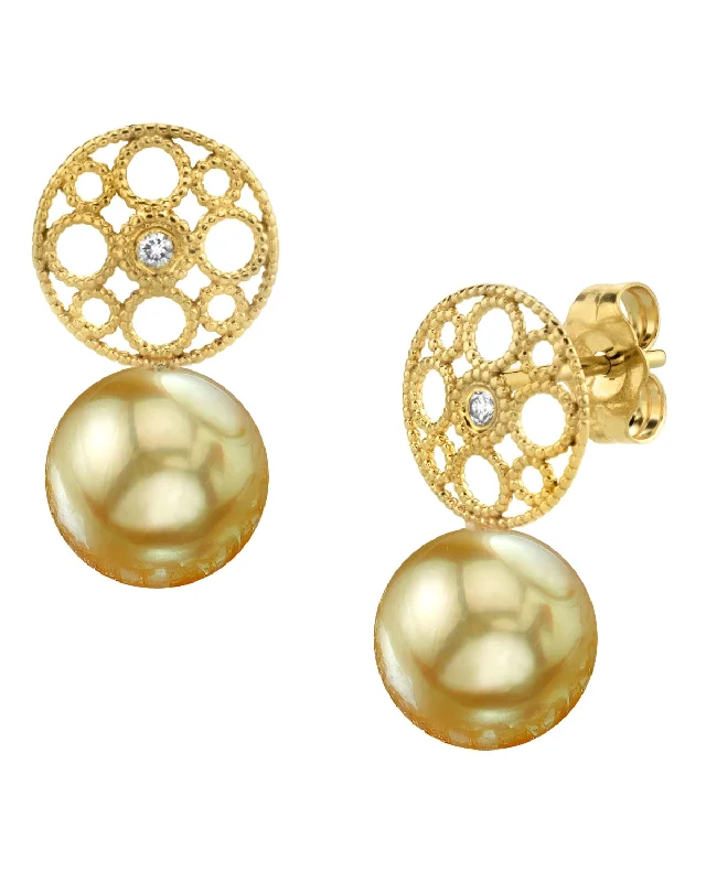 Hoop earrings with spiral designs for a dynamic and fluid look-Golden South Sea Pearl & Diamond Faye Earrings