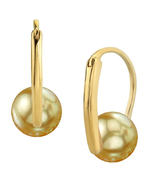 Stylish hoop earrings with diamond accents for an elegant and sparkling effect-Golden South Sea Pearl Entice Earrings