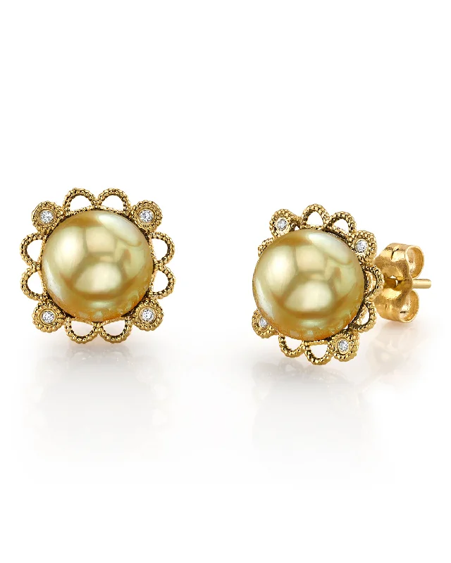 Best hoop earrings with minimal embellishments for a sleek and modern look-Golden South Sea Pearl & Diamond Couronne Earrings