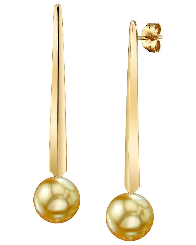 Hoop earrings with spiral designs for a dynamic and fluid look-Golden South Sea Pearl Mod Dangle Earrings