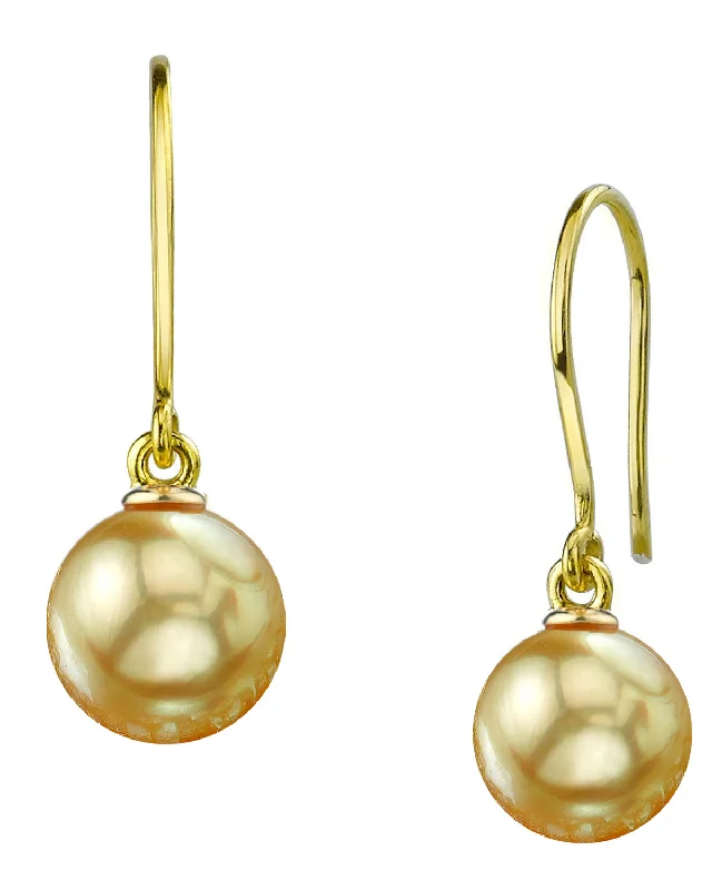 Best hoop earrings with gold-plated finishes for an affordable luxury vibe-Golden South Sea Pearl Shepherd Hook Dangle Earrings