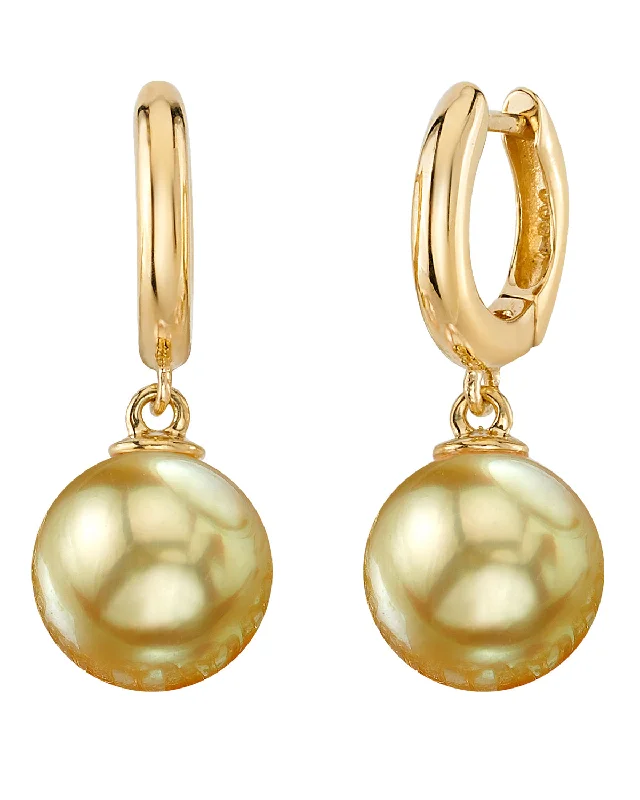 Hoop earrings with luxe velvet finishes for a rich and luxurious touch-Golden South Sea Pearl Poise Hoop Earrings