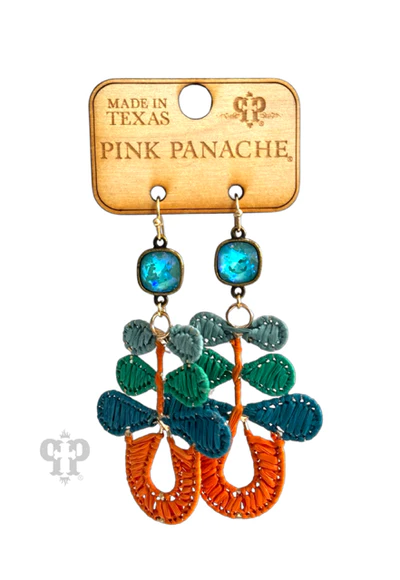 Best hoop earrings with enamel details for a colorful and modern look-Green/Blue/Orange Raffia Pink Panache Earring