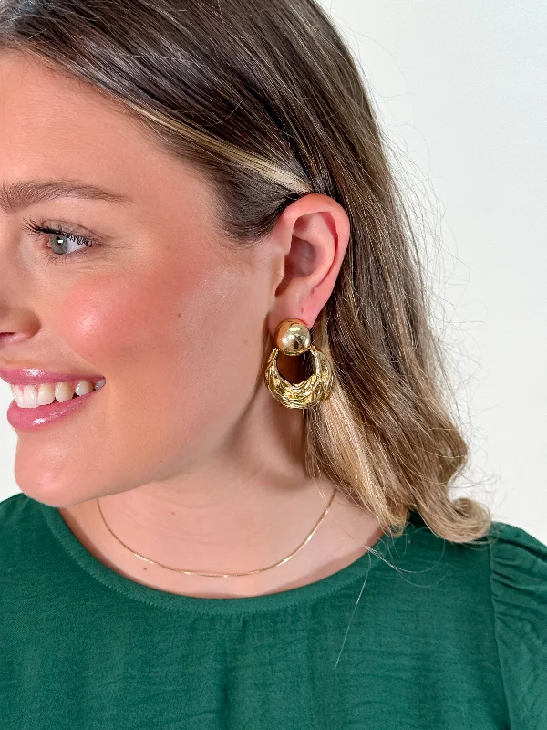 Hoop earrings with snake print designs for an edgy, wild appearance-Gold Textured Earring