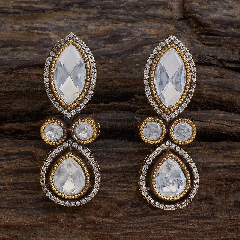 Best hoop earrings with vintage rhinestone embellishments for a retro-glam effect-Kundan Earring 174488