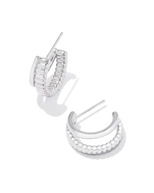 Best hoop earrings with gold for a luxurious and timeless look-Layne Huggie Earring in Rhodium Metal