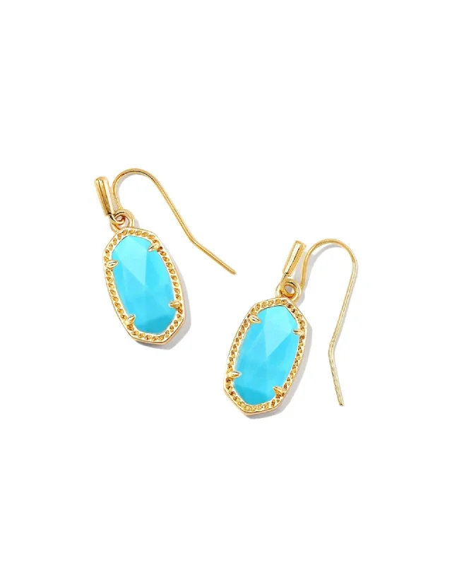 Hoop earrings with textured finishes for a vintage and classic style-Lee Earring in Gold Turquoise Magnesite