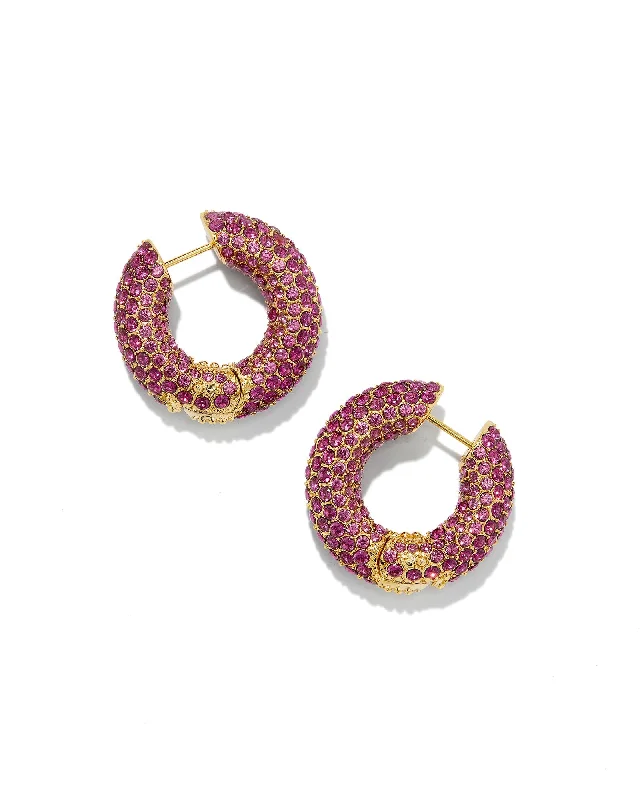 Best hoop earrings with sparkling cubic zirconia for a brilliant, budget-friendly effect-Mikki Pave Hoop Earring in Gold Cranberry Crystal