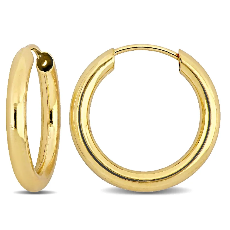 Hoop earrings with hammered copper for a warm and rustic aesthetic-Mimi & Max 15mm Hoop Earrings in 14k Yellow Gold